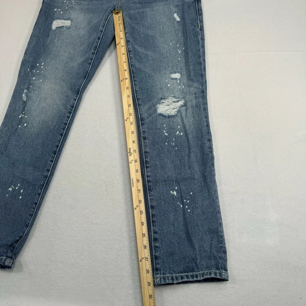 Cabi 100% Bf Straight Leg Jeans Womens Sz 2 Medium Blue Mid Rise Paint Splatter - Picture 9 of 13